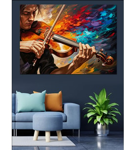 Kemanda Sanat Ve Renk Patlaması Dekoratif Kanvas - Mdf Ahşap Tablo