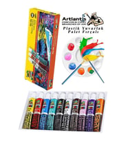 Akrilik Boya Novacolor 10 Renk 9 ml Tüp 1 Paket 10 Lu Akrilik Boya Seti ve Yuvarlak Resim Paleti Fırçalı 1 Paket 10 Hazneli Boya Paleti Sanatsal Boyalar İçin Palet Akrilik Boya (Karışık)