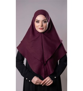 Bordo Pratik Hazır Geçmeli Tesettür Eşarp Pamuk Caz Kumaş Çift Katlı Düz Hijab 2303_16