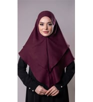 Bordo Pratik Hazır Geçmeli Tesettür Eşarp Pamuk Caz Kumaş Çift Katlı Düz Hijab 2303_16