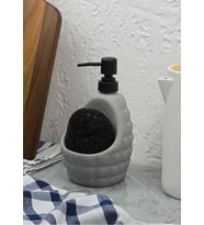 Taş Desenli Sıvı Sabunluk - Sünger Hazneli Mutfak Sabunluğu - 700 ML -  Baklava (Gri)