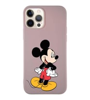 Apple iPhone 12 Pro Soft Premier Kapak Mickey Mouse-D Tasarımlı Silikon Kılıf - Pudra (Şeffaf)