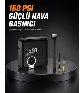 Dijital Ekranlı Diyafram Tip Kompresör 150 PSI Güçlü Motorlu