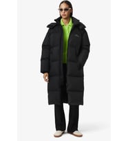 Lacoste Long Oversized Down Fill Jacket Çıkarılabilir Kapüşonlu Kaz Tüyü Kadın Parka Siyah