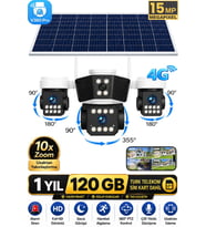 RX95G Solar Güvenlik Kamerası Türkçe 4G Sim Kartlı PTZ Hareketli Gece Görüşlü Güneş Panelli Kamera 1 YIL 120GB DAHİL