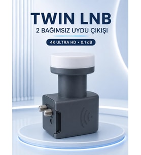 Ku Band Twin Lnb Çift Çıkış 4k Ultra Hd Destekli 0.1 Db Uydu Anten Lnb