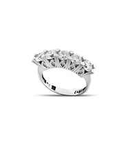 Starlight Diamond Pırlanta Montür Mikro Taşlı Minimal  Tasarım 925 Ayar Gümüş Kadın Beştaş Yüzük (Gri-Beyaz)