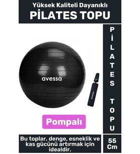 Premium Dayanıklı Fitness Egzersiz Aerobik Pilates Şişirme Pompası  55 Cm Pi·lates Topu