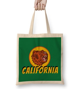 California Bear Vintage Retro Style Art Bez Çanta Uzun Saplı