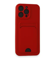 IPHONE 14 PRO MAX UYUMLU KELVİN KARTVİZİTLİ SİLİKON KILIF (Kırmızı)