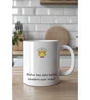 Mizahi Yazılı Sevimli Tasarımlı 330ml Baskılı Beyaz Seramik Kupa Bardak