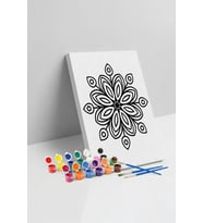Minimal Çiçek Mandala Tuval Boyama Seti 40x50 cm