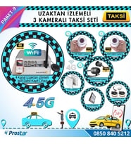 Taksi Kamera Seti 9 Uzaktan Izlemeli 3 Kameralı Wifi 4G 500 Gb Harddisk Dahil