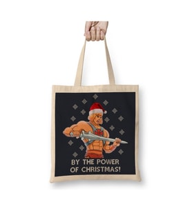 He Man By The Power Of Christmas Yılbaşı Beyaz Bez Çanta Uzun Saplı Alışveriş Çantası