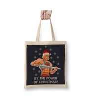 He Man By The Power Of Christmas Yılbaşı Beyaz Bez Çanta Uzun Saplı Alışveriş Çantası