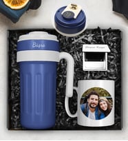 Kişiye Özel Çelik 700 ML Dereceli Termos & Kişiye Özel Fotoğraf Kupa & Kişiye Özel Ayna Hediye Seti