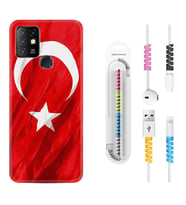INFINIX Hot 8 9 10 11S Hot 10 Play 10T Kılıf Kablo Koruma Spiral Silikon Şanlı Türk Bayrağı 4 1401