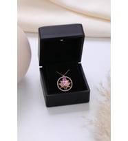 Işıklı Kolye Kutulu Gümüş Lotus Çiçeği Kolye  925 Ayar Gümüş Kolye (Pembe)