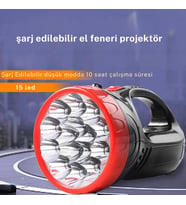 Gold Kama Uzun Mesafeli 15 Ledli Şarjlı El Feneri GK7775 - Kamp, Avcı, Balıkçı Feneri, Çadır Lambası