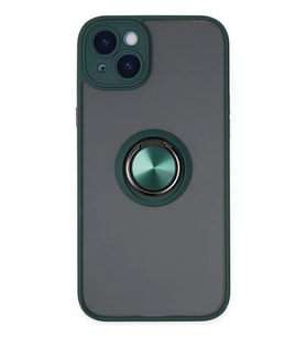 Newface Apple iPhone 14 Kılıf Montreal Yüzüklü Silikon Kapak - Yeşil