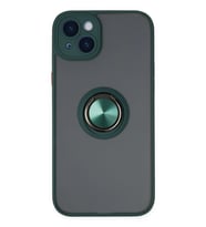 Newface Apple iPhone 14 Kılıf Montreal Yüzüklü Silikon Kapak - Yeşil