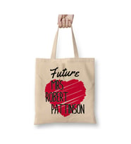 Future Mrs Robert Pattinson Love Heart Beyaz Bez Çanta Uzun Saplı Alışveriş Çantası Plaj Çantası