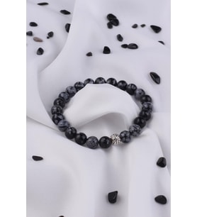 Karlı Obsidyen Taşı Bileklik - 300016 (Mor)