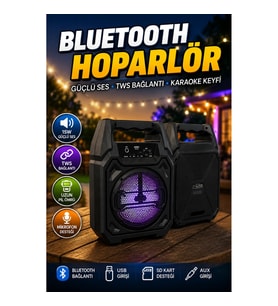 1283 6.5 İnç Kablosuz TWS Bluetooth Hoparlör 15W Taşınabilir Karaoke Ses Sistemi
