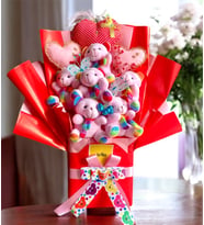 Premium Aksesuarlı Pembe Gökkuşağı Ayıcık Buketi / Renkli Düşler Peluş Buket Sevgiliye, Eşe, Arkadaşa, Anneler Gününe, Öğretmene Christmas, yeniyıl, yılbaşı Özel gün hediyesi