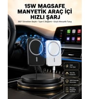 15W Kablosuz Şarj Destekli MagSafe Araç Tutucu Havalandırma Klipsli