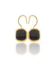 Kadir Jewellery 22 Ayar Altın Kaplama Kare Taşlı Küpe -El İşçiliği Ve Hipoalerjenik Küpe
