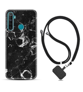 Realme 5i 5 Pro 6i 7 Pro 8 Kılıf Boyun Askılı Silikon Black Hole Marble 1387