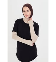 Bej Tesettür Parmak Geçmeli Kolluk Viskon Düz 1024_12
