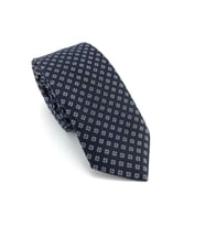 PİERRONİ Lacivert Beyaz Desenli Slim Kravat