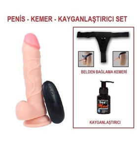 LilituShop 21 cm Belden Bağlamalı Titreşimli Realistik Dildo Penis Set