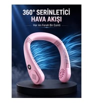 Pembe Boyun Fanı Kablosuz Taşınabilir Sessiz Çalışan Kişisel Serinletici Fan