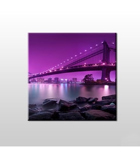 Mor Yansıtması Köprü Kanvas Tablo 130x130cm (Karışık)