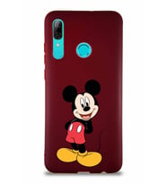 Huawei P Smart 2019 Soft Premier Kapak Mickey Mouse-B Tasarımlı Silikon Kılıf - Mürdüm (Şeffaf)