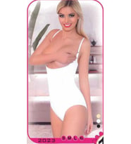 Beyaz Kadın Göğüs Altı İnce Askılı Body Korse Toparlayıcı S-XL 2023