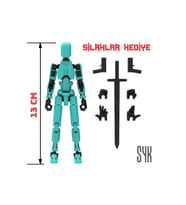 Robot 13 Dummy Turkuaz Siyah Tüm Eklemleri Hareketli Aksiyon Figürü Oyuncak
