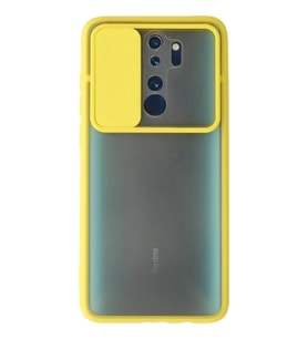 Mey İthalat® Redmi Note 8 Pro Kılıf Palm Buzlu Kamera Sürgülü Silikon - Sarı