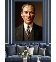 Mustafa Kemal Atatürk Portresi Dekoratif Kanvas - Mdf Ahşap Tablo