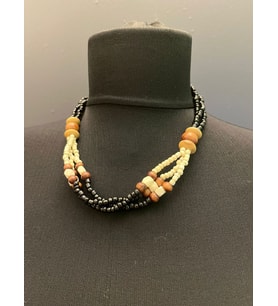 BAMBU BONCUKLU RENKLİ KADIN KOLYE BOY 21 CM