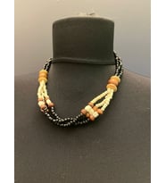 BAMBU BONCUKLU RENKLİ KADIN KOLYE BOY 21 CM
