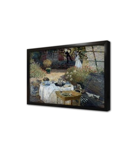 Çimlerde Öğle Yemeği Monet Çerçeveli Cam Tablo
