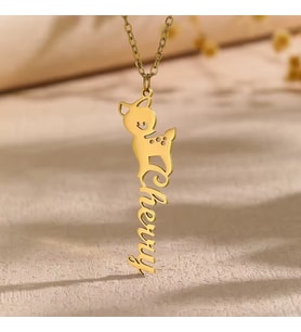 Kişiye Özel Minimalist Geyik Figürlü İsim Kolye 925K Gümüş (Gold)