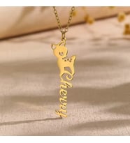Kişiye Özel Minimalist Geyik Figürlü İsim Kolye 925K Gümüş (Gold)