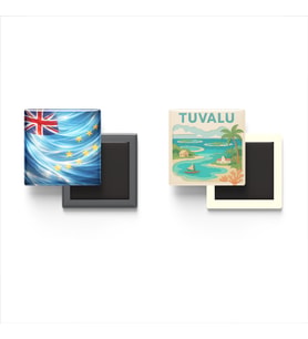 Buzdolap Magnetleri - Tuvalu Bayrağı ve Paper Cut Tema - 2'li Set Magneti