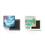 Buzdolap Magnetleri - Tuvalu Bayrağı ve Paper Cut Tema - 2'li Set Magneti