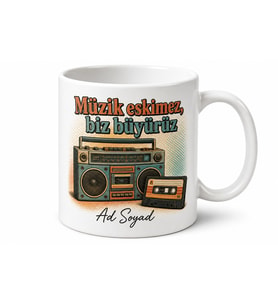 Nostaljik Radyo Kaset Temalı 80ler 90lar Retro Porselen Kupa Bardak Hediye